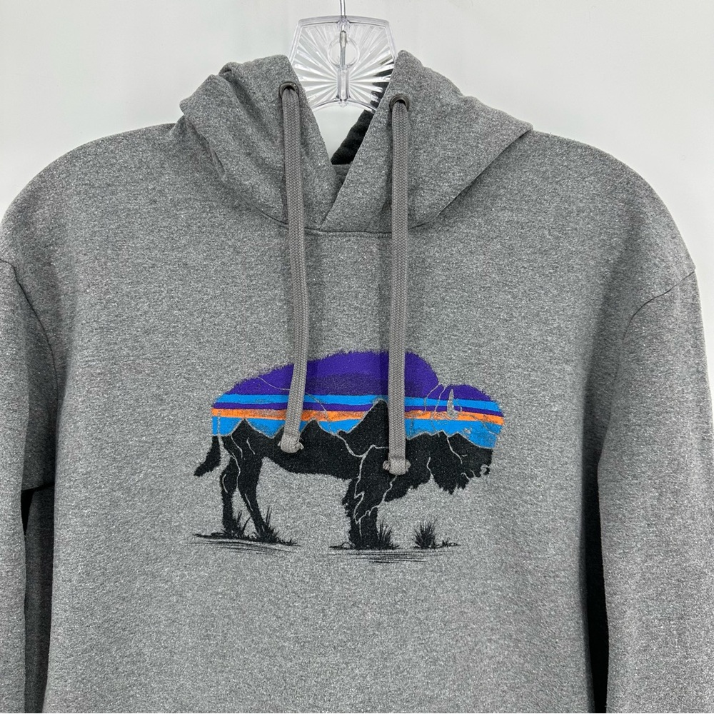 Patagonia Uprisal Fitz Roy Bison Sweatshirt Hoodie Unisex Gray Size S - Picture 2 of 8